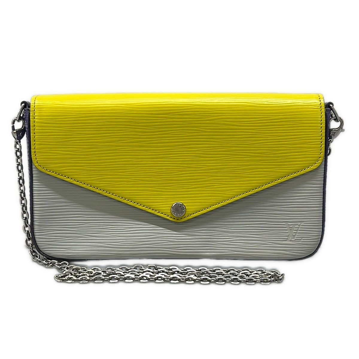 Louis Vuitton Wallet Epi Pochette Felicity Yellow Light Gray Purple Leather