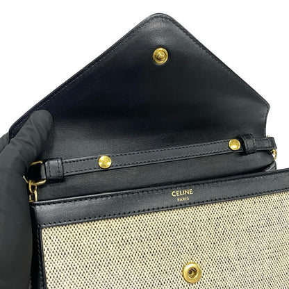 Celine Triomphe Chain Shoulder Bag Canvas Leather Mini