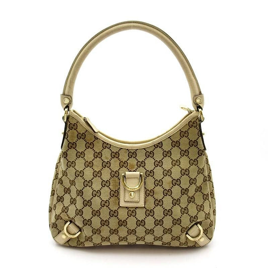 Gucci Abbey Shoulder Bag GG Canvas Beige White