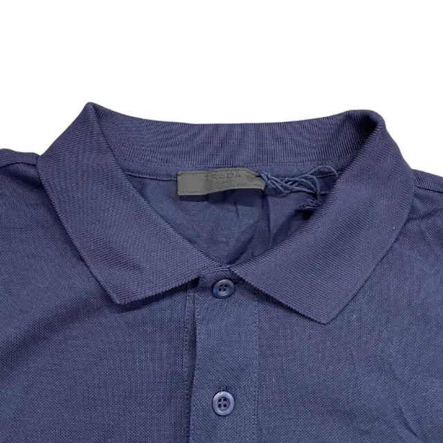 Prada Tops Shirts Polo Shirt Long Sleeve Apparel Cotton Navy Dark Blue [size L]