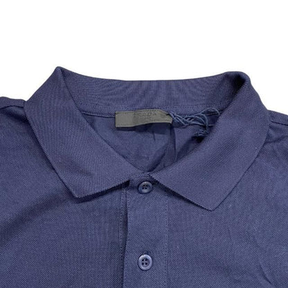 Prada Tops Shirts Polo Shirt Long Sleeve Apparel Cotton Navy Dark Blue [size L]