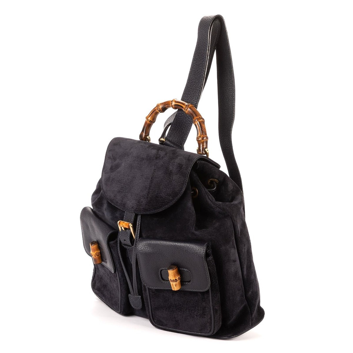Gucci Rajivanbu Backpack Blue Suede Leather — view 2