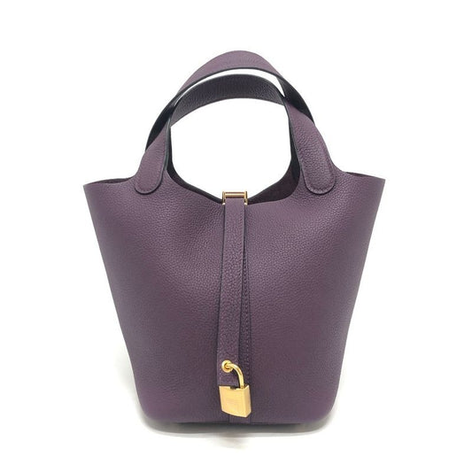 Hermes Handbag Picotin Lock PM Taurillon Clemence Cassis And Gold Hardware