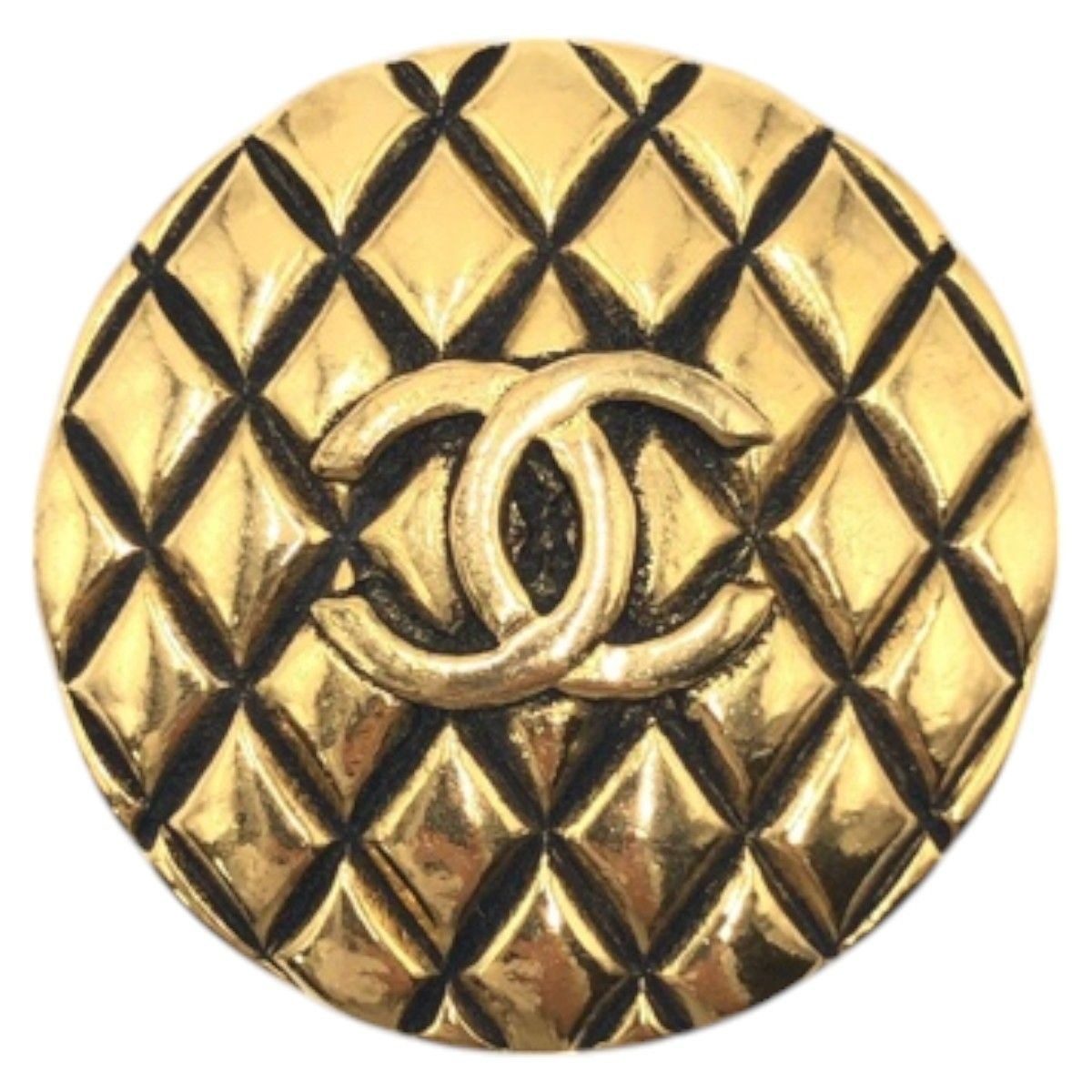 Chanel Quilted CC Logo Gold Metal Brooch