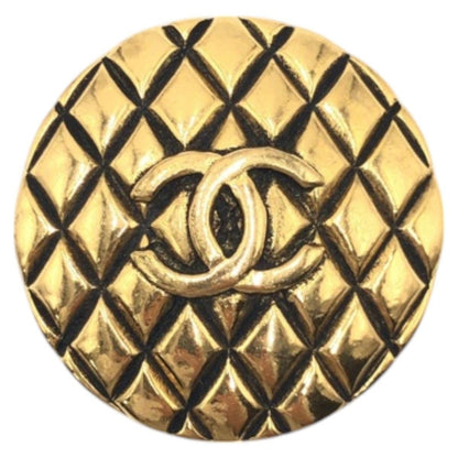 Chanel Quilted CC Logo Gold Metal Brooch