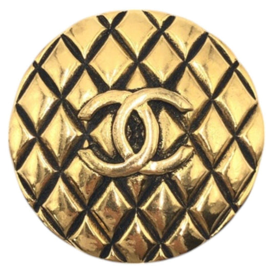 Chanel Quilted CC Logo Gold Metal Brooch