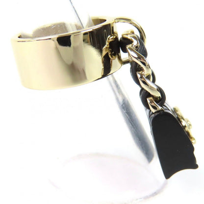 Chanel CC Logo Quilted Bag Charm Ring Gold Black — view 4