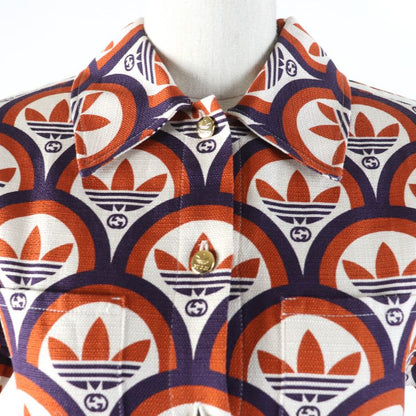 Gucci×adidas 703002 Trefoil Logo Total Short Sleeve Shirt Orange 36 Made In