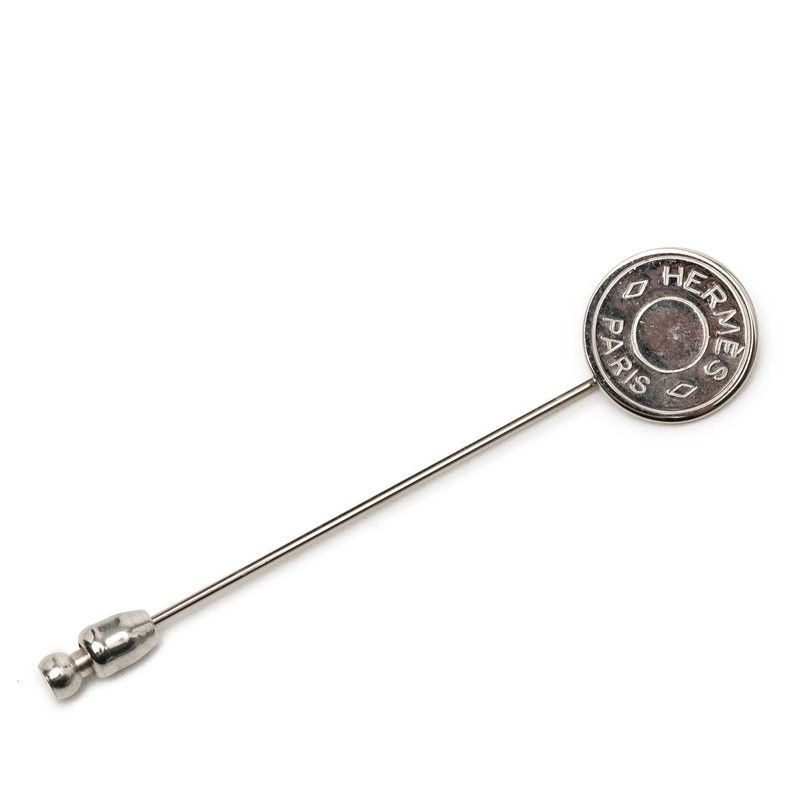 Hermes Series Pin Brooch Silver Metal