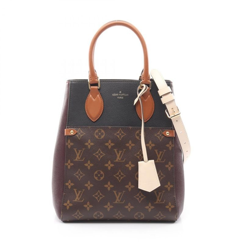 Louis Vuitton Handbag Fold Tote MM Monogram Noir Black Wine Cles