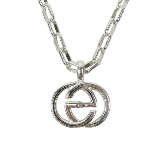 Gucci Polished Interlocking Logo GG Necklace Chain Star Ring Silver