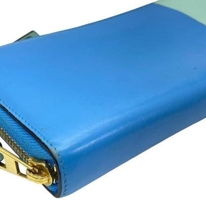 Loewe Wallet Long Wallet Round Zipper Anagram Leather Sky Blue Mint
