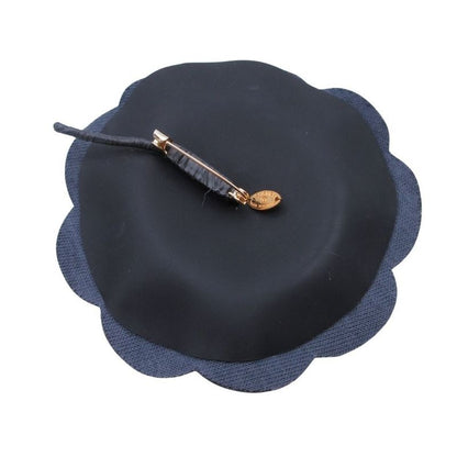 Good Chanel Camellia Leather Corsage Brooch Formal Accessory Black Ladies Used