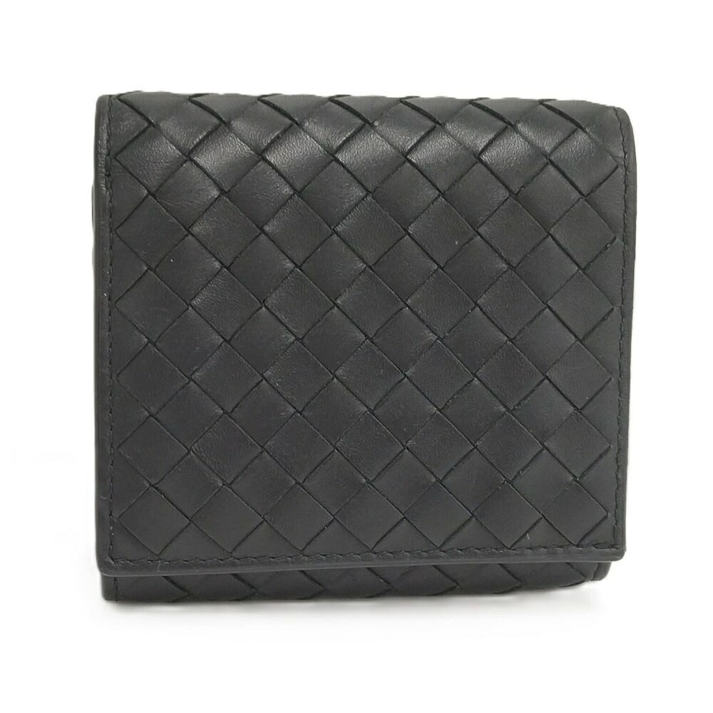 Bottega Veneta Bifold Wallet Intrecciato Leather Black