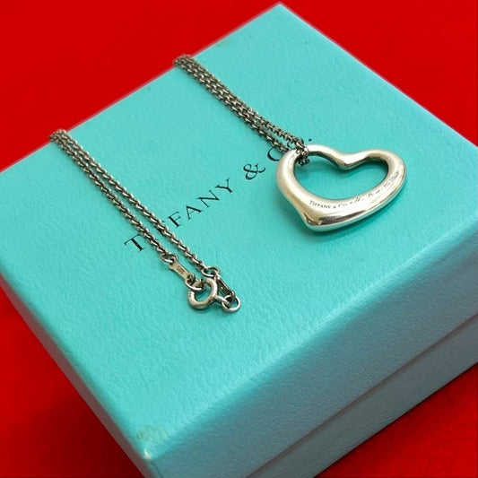 Tiffany & Co Open Heart Necklace Silver 925 Chain Pendant Accessori