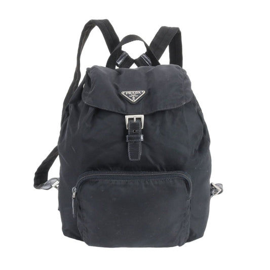 Prada Tessuto Nylon Triangle Logo Leather Backpack Rne