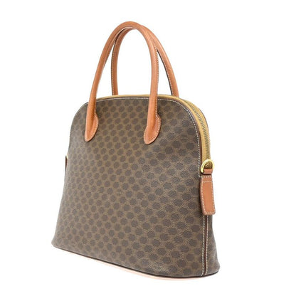 Celine Handbag Macadam Pattern Leather PVC Brown 64ka850