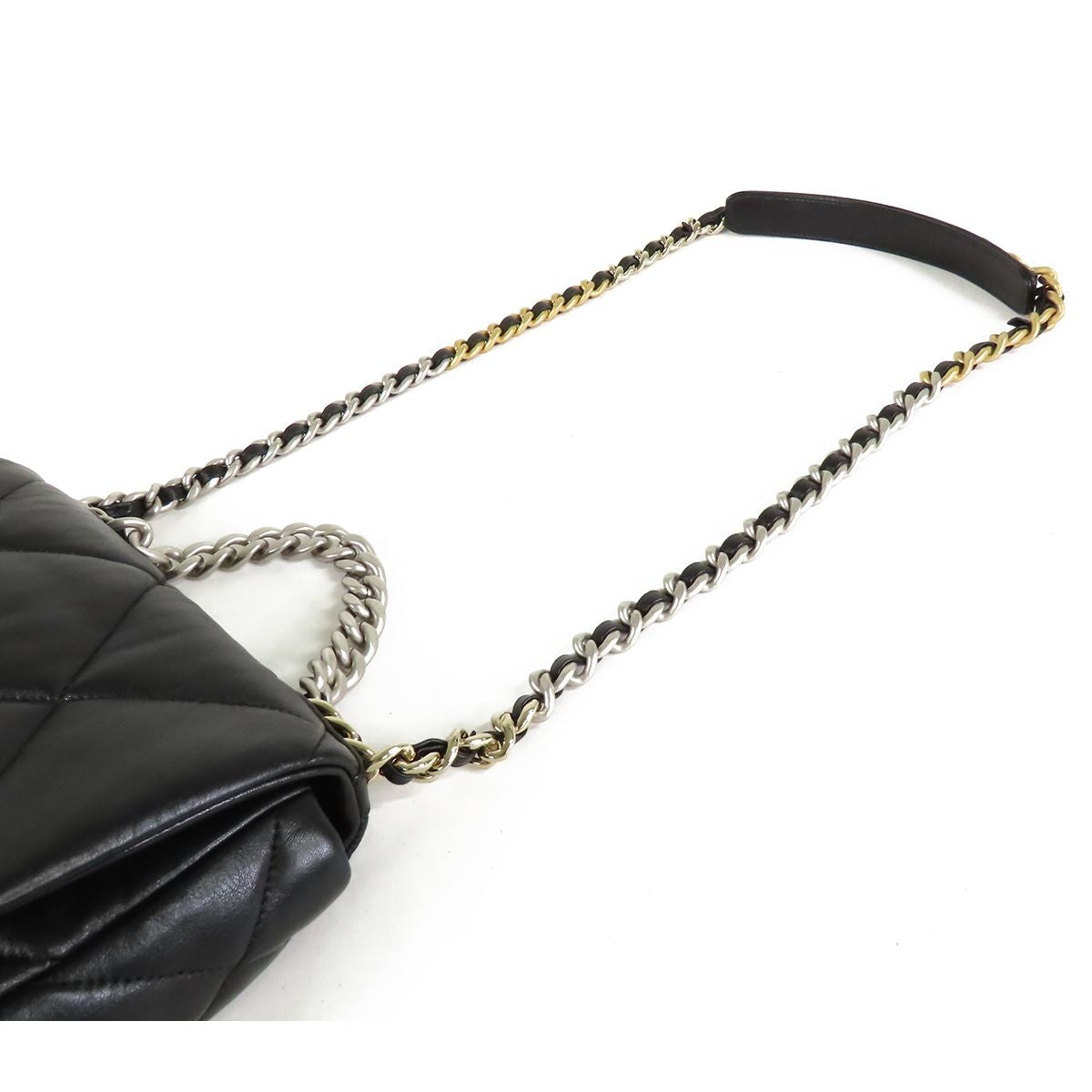 Chanel 19 Black Silver Gold Shiny Lambskin 2-Way Shoulder Bag — view 4