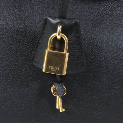 Celine 19987 Conti Bag Grained Calfskin Supple With Logo Padlock With Key Black
