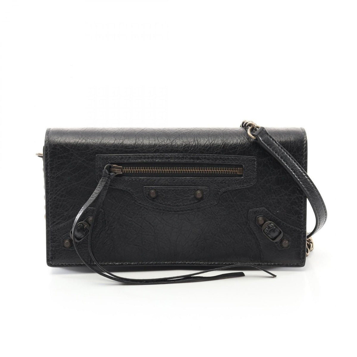 Balenciaga Shoulder Bag City Black Leather le Chain Wallet