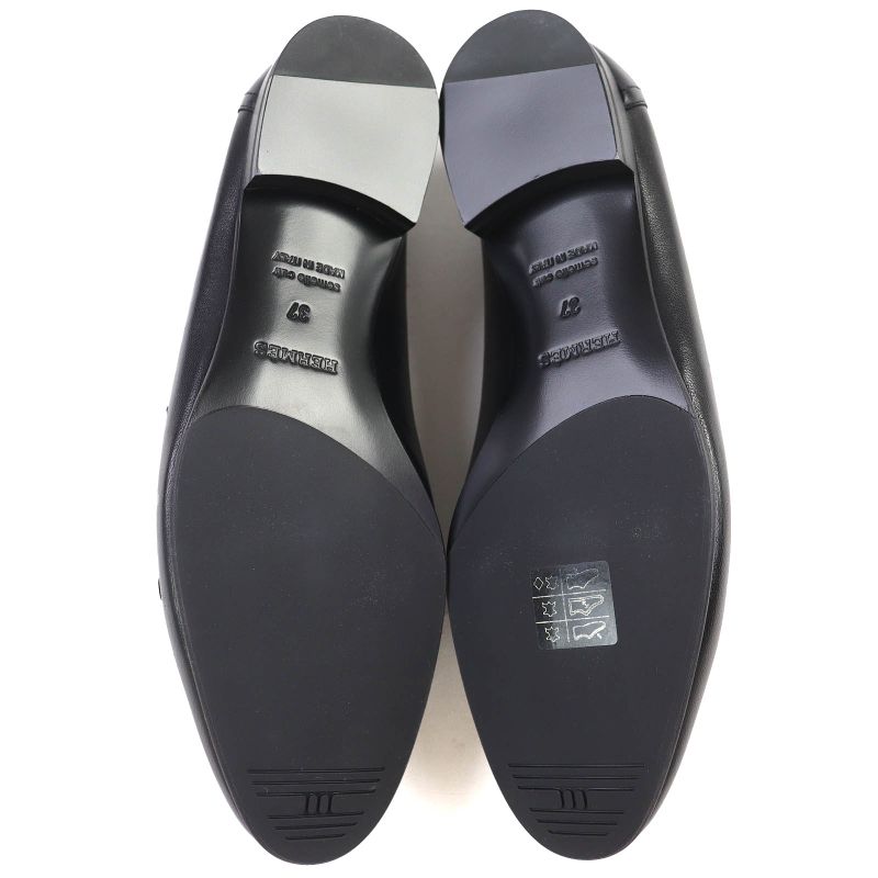 Hermes Royale Gold Hardware Moccasin H Motif Buckle Fringe Leather Loafer Black