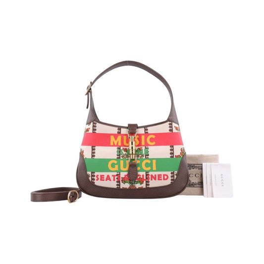 Gucci Jackie Music Is Mine Multicolor Canvas Leather Messenger Bag