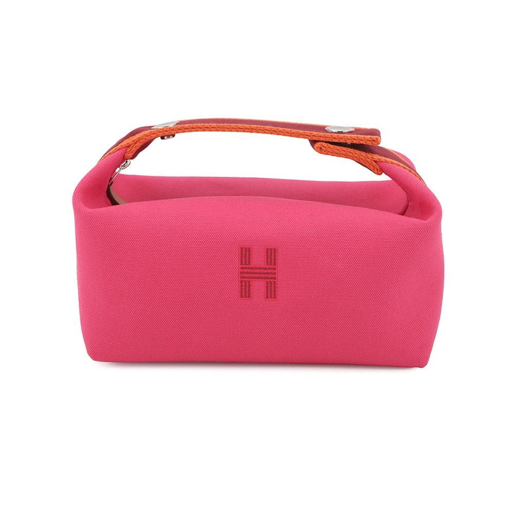Hermes Pouch Bric-a-Brac PM Hibiscus Silver Canvas