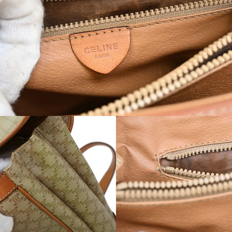 Celine Shoulder Bag Macadam Pattern Pvcleather Beige 64ka847