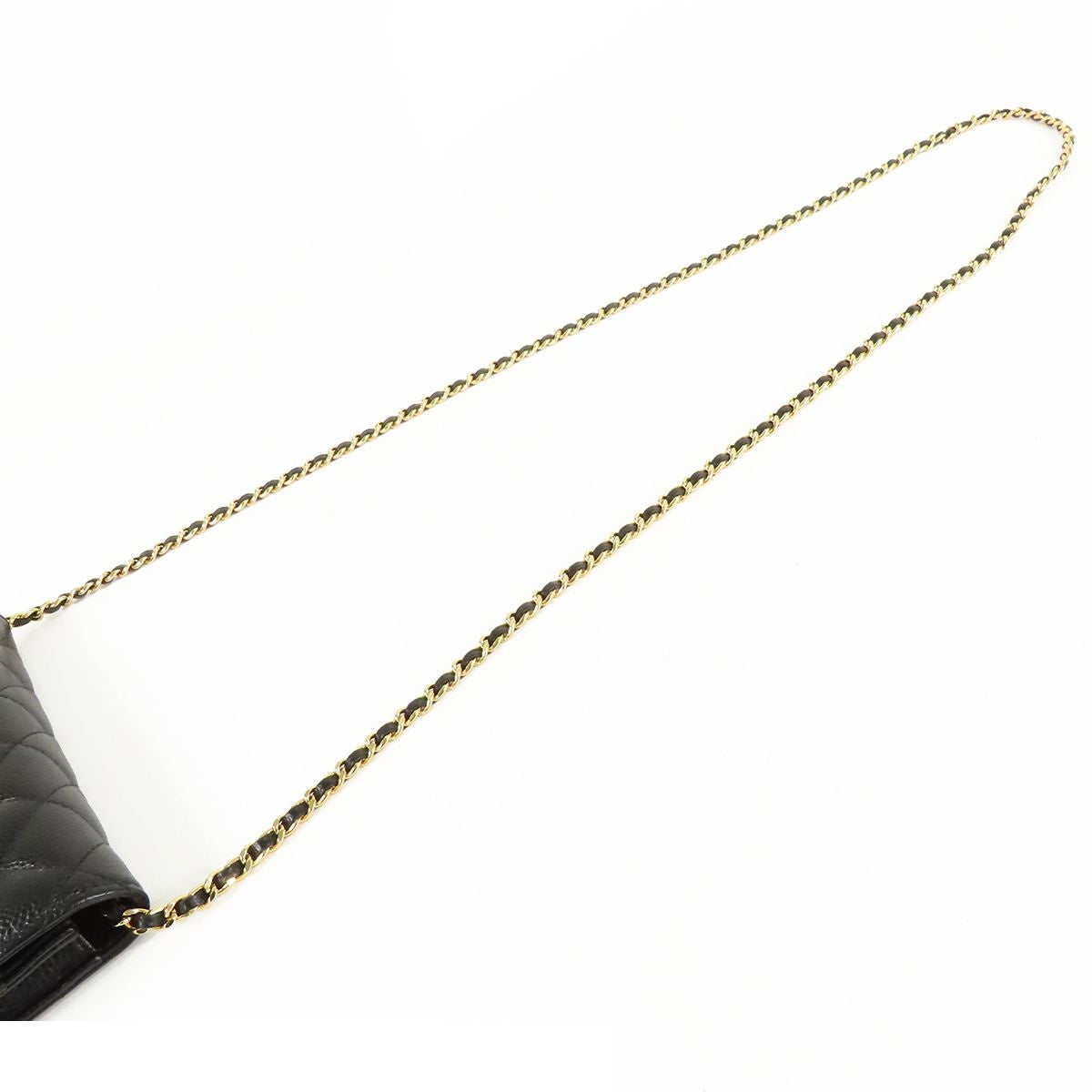 Chanel Chain Wallet Black Gold Caviar Leather Shoulder Bag — view 4
