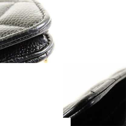 Chanel Chain Wallet Black Gold Caviar Leather Shoulder Bag — view 7