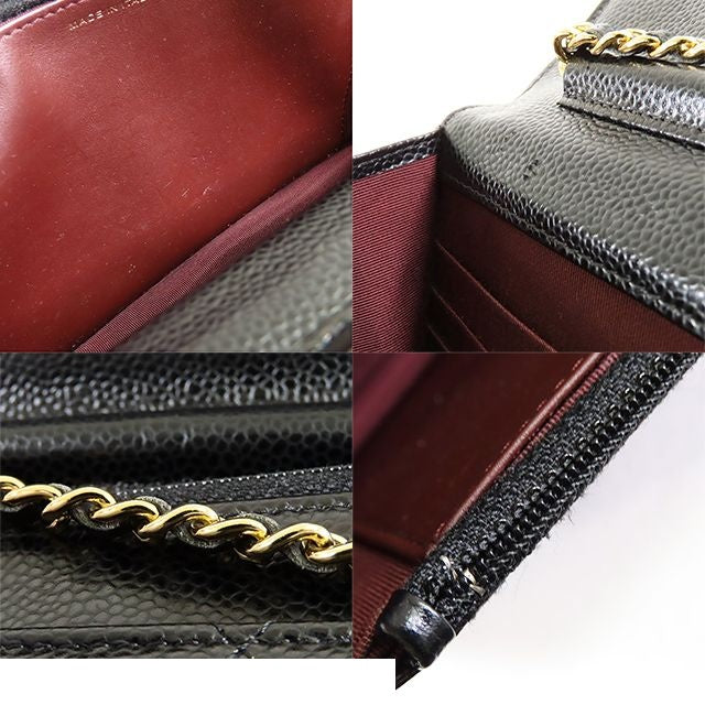 Chanel Chain Wallet Black Gold Caviar Leather Shoulder Bag — view 8