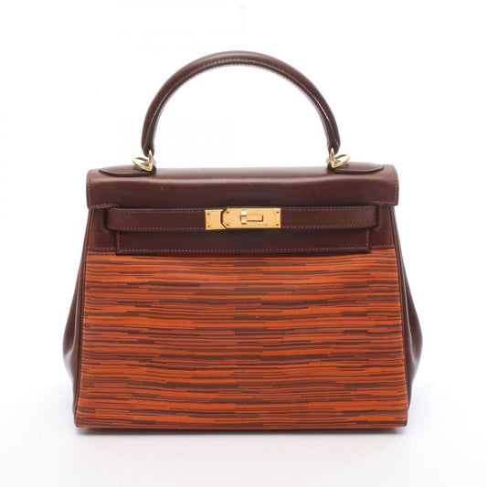 Hermes Handbag Kelly 28 Noisette Orange Calf Vibrato