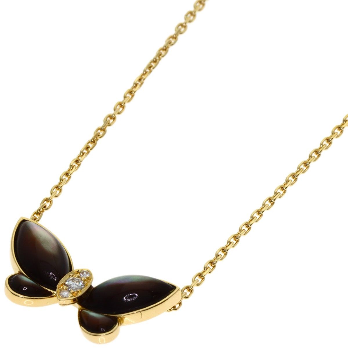 Van Cleef & Arpels Papillon Black Shell Necklace 18K Yellow Gold