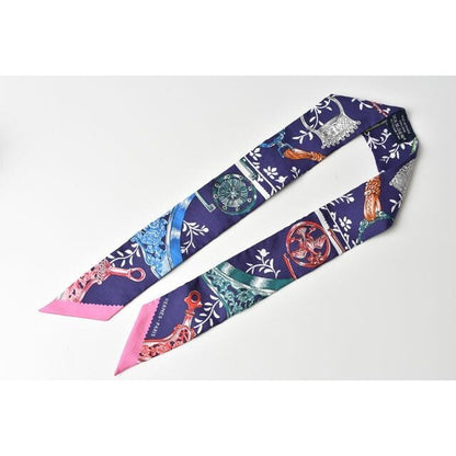 Hermes Tulley Scarf Silk Twill Royal Pink Multi — view 5