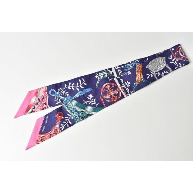 Hermes Tulley Scarf Silk Twill Royal Pink Multi — view 6