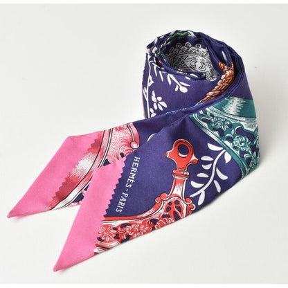 Hermes Tulley Scarf Silk Twill Royal Pink Multi