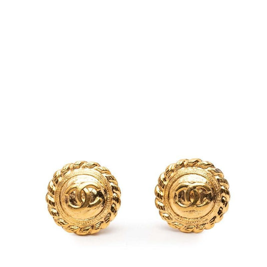 Chanel Vintage CC Logo Gold Plated Earrings