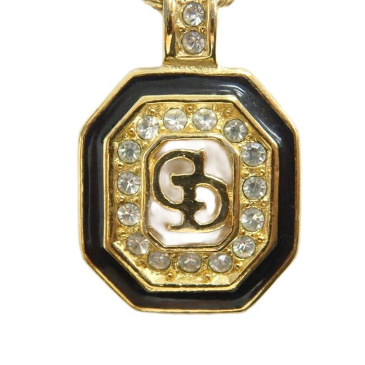 Dior Necklace Pendant Logo Rhinestone Gold
