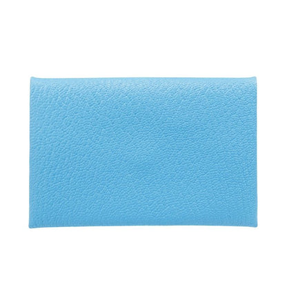Hermes Card Case Men Brand Calvi Chevre Blue Aztec Business Holder