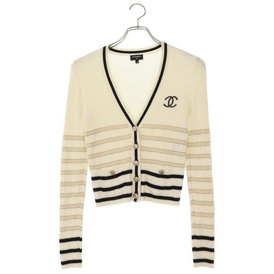 Chanel CC Logo Heart Border Cashmere Digan 36 Cardigan