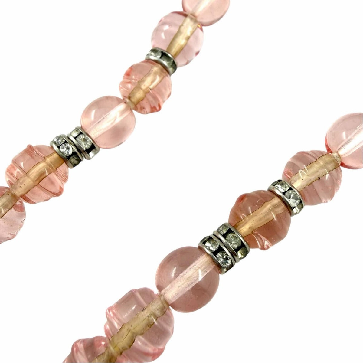 Chanel CC Logo Ribbon Rhinestone Choker Necklace Pink Silver — view 6