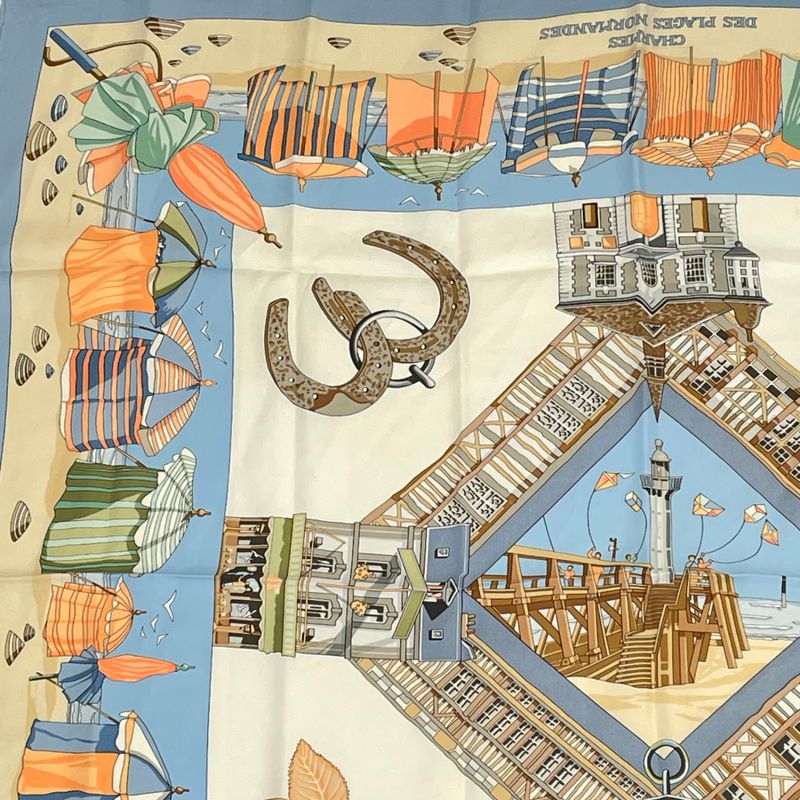Hermes Scarf Silk Carre 90 Charmes DES Plages Normandes Charms Of The Normandy