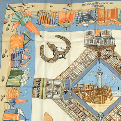 Hermes Scarf Silk Carre 90 Charmes DES Plages Normandes Charms Of The Normandy