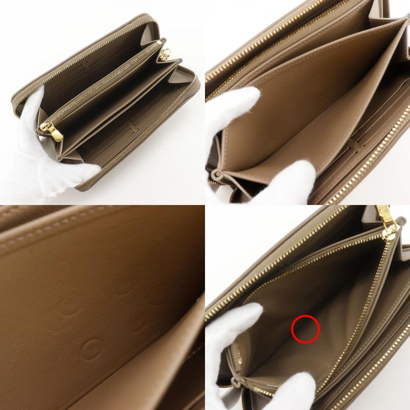 Louis Vuitton Zippy Wallet Monogram Coussin M81511 Lambskin Taupe Beige Ladies