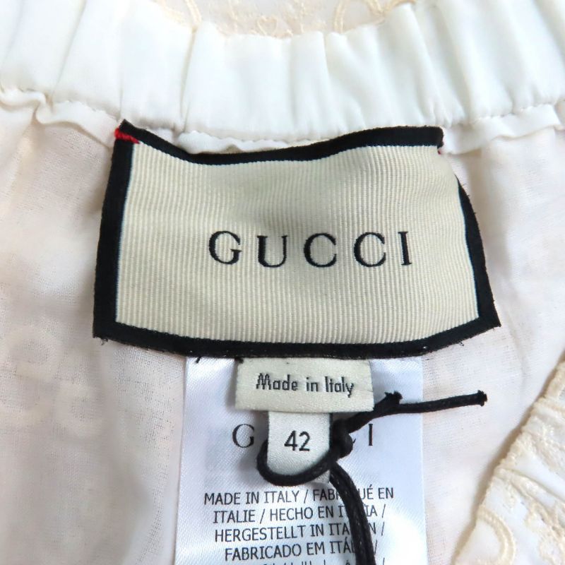 Gucci 619507 100% Cotton GG Pattern Lace Shorts Bottoms Ivory 42 Made In Italy