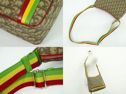 Authentic Christian DIOR Trotter Rasta Shoulder Bag Pochette PVC Brown Multicolo
