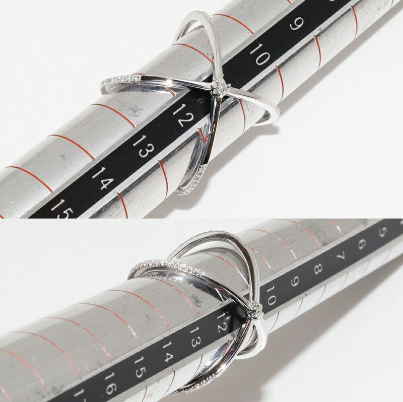 Gucci Rings 18K White Gold Diamond 107P GG Running Xring Full Diamond