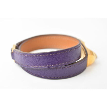 Hermes Bangle Bracelet Rival Doubletour Purple Gold Size — view 5