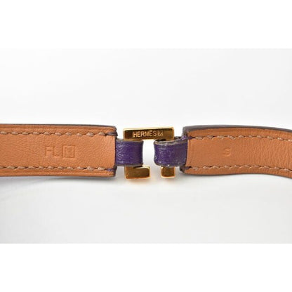 Hermes Bangle Bracelet Rival Doubletour Purple Gold Size — view 6