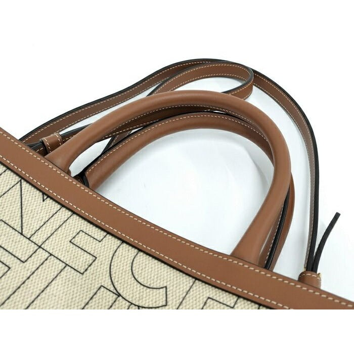 Celine 2-Way Shoulder Bag Small Vertical Cabas Canvas Leather Light Beige Brown — view 7